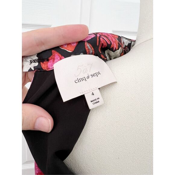 Cinq a Sept Womens Multicolor Floral Print Julian Silk Dress Size 4 - Picture 7 of 10